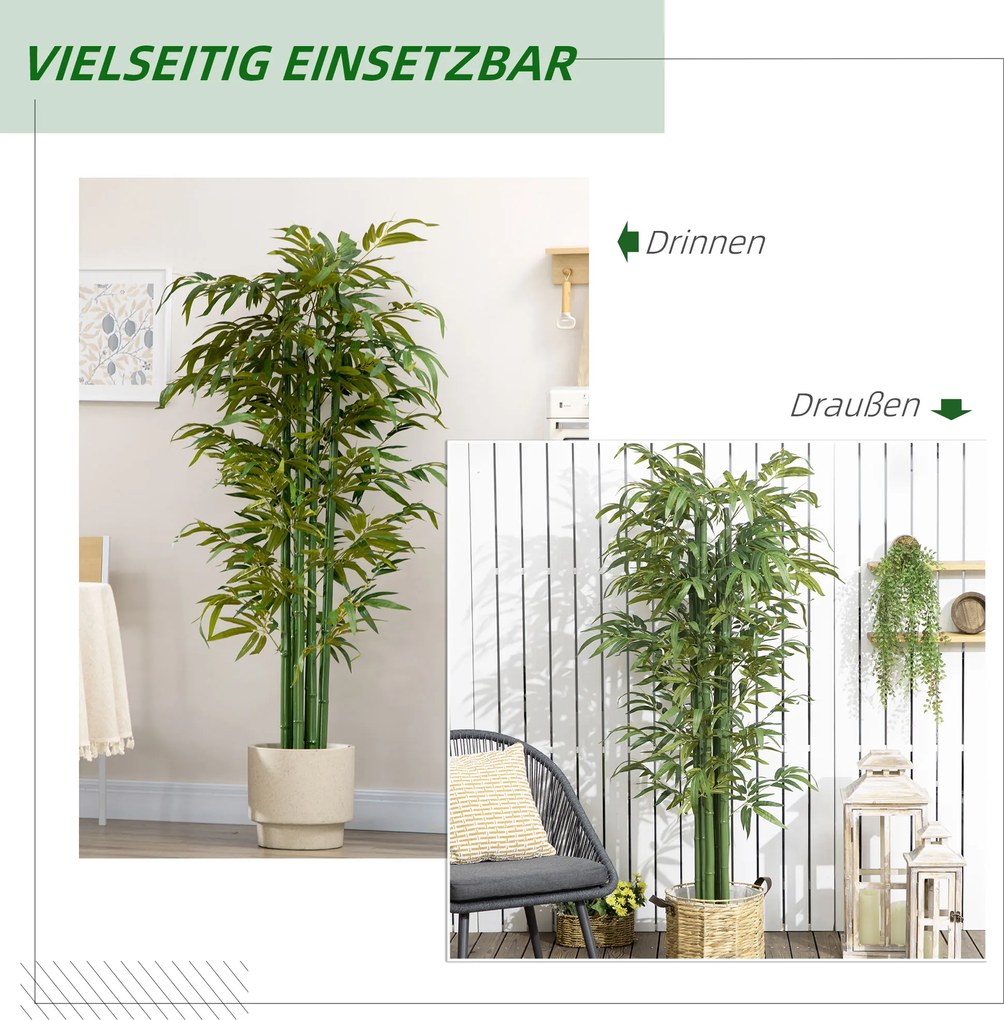 HOMCOM Sztuczny Bambus w Doniczce Dekoracyjna Roślina Zielona 17x17x180cm | Aosom PL
