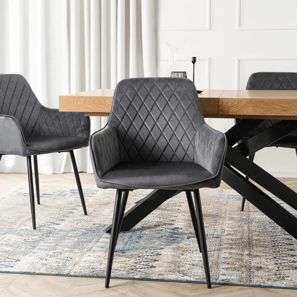 Krzesło Tapicerowane do Jadalni BRESSO Szare Welurowe Nowoczesne Loft