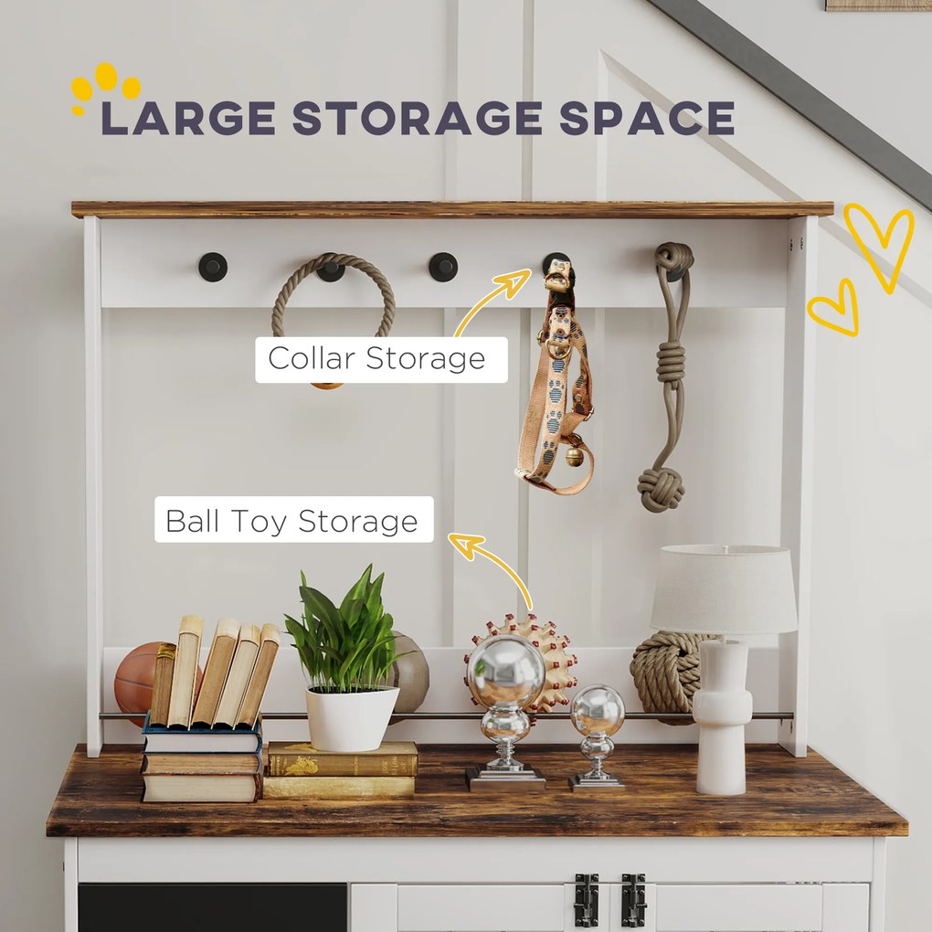 PawHut Buda dla Psów z Półką na Zabawki, Haczykami na Smycze, Tablicą, Gumką, dla Dużych Psów, Biały