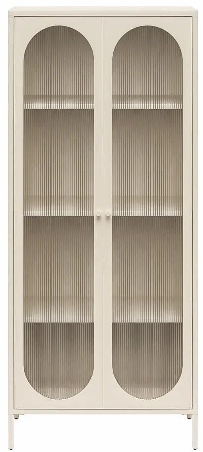 Kremowa metalowa witryna 80x186x40 cm Luna – Støraa