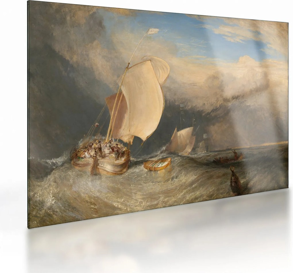 Obraz na szkle - William Turner, Fishing Boats with Hucksters Bargaining for Fish, reprodukcje (70x50 cm)