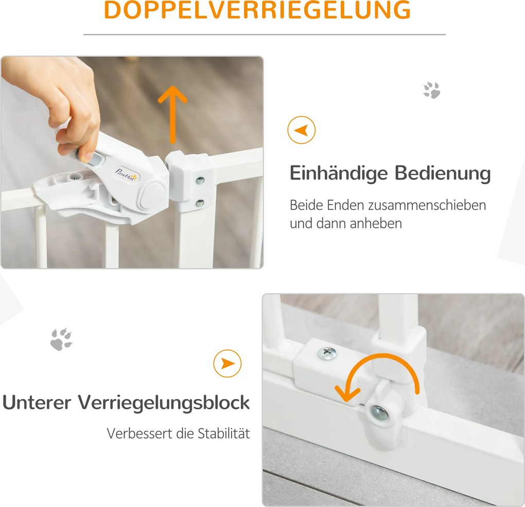 PawHut Barierka Zabezpieczająca Drzwi dla Psów z Ochraniaczem Ściany Biała 74-80x5x91,4cm | Aosom PL