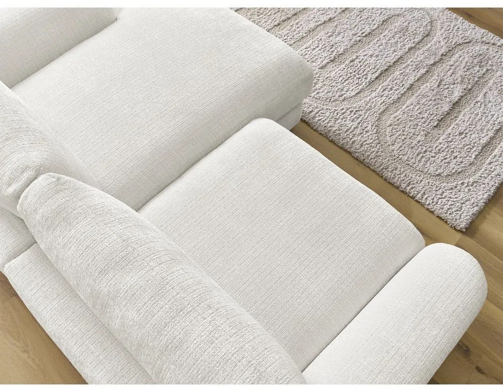 Biały narożnik z tkaniny szenilowej (prawostronny/z szezlongiem) Leonore – Bobochic Paris