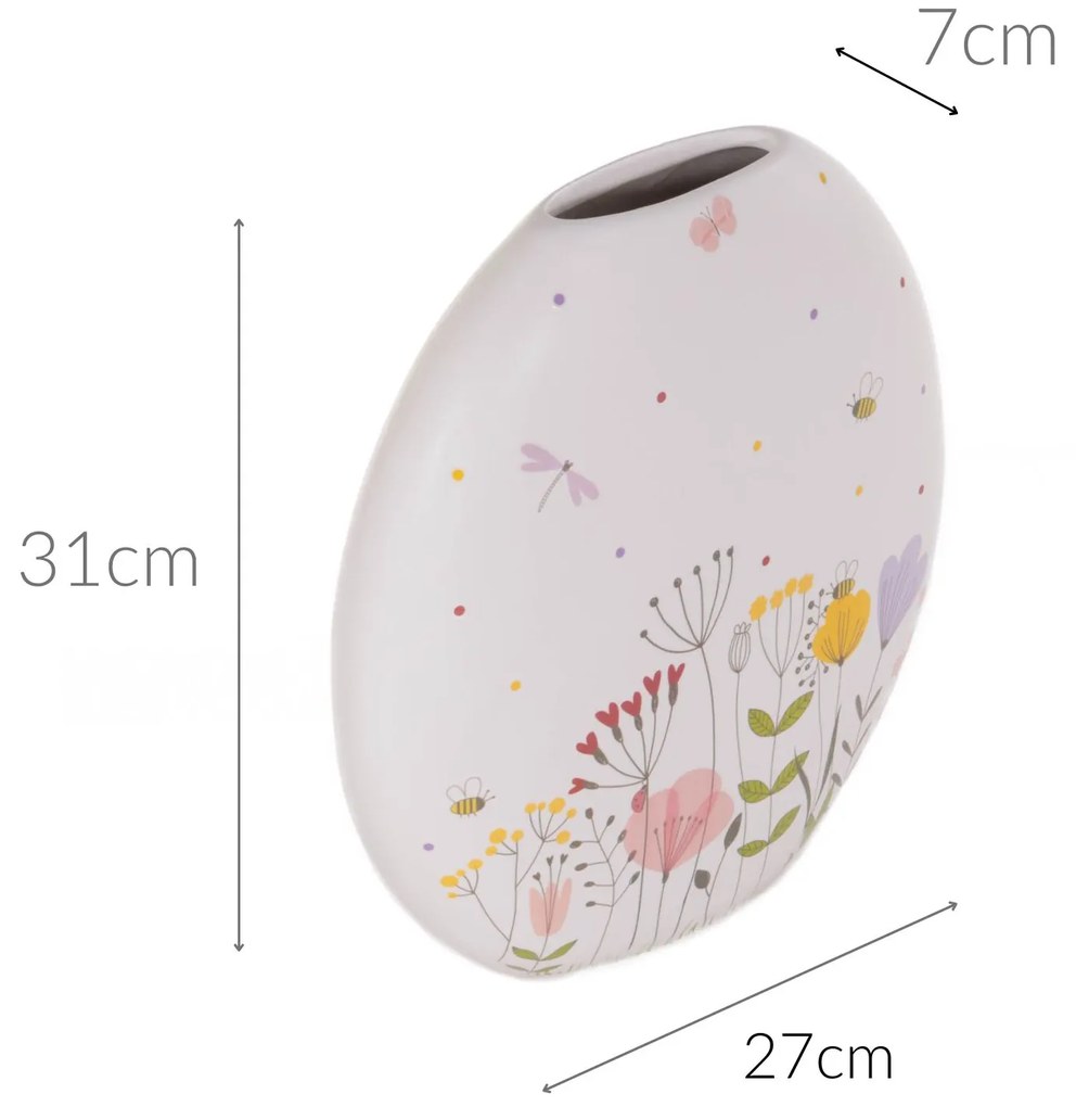 Wazon na jeden kwiat FLORINA, wzór kwiatowy, 31 cm