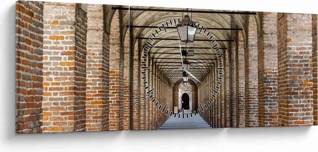 Obraz - Korytarz 3D (z zegarem) (90x30 cm)
