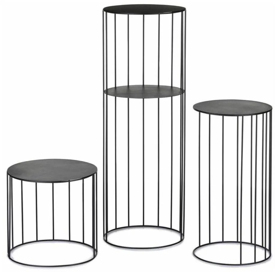 ZESTAW 3x Stojak na kwiaty LOFT czarny