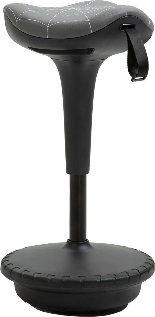 Vinsetto Stołek biurowy z funkcją obrotu, ergonomiczny stołek, regulowana wysokość 65,5-83,5 cm, 120° pochylenie, Szary
