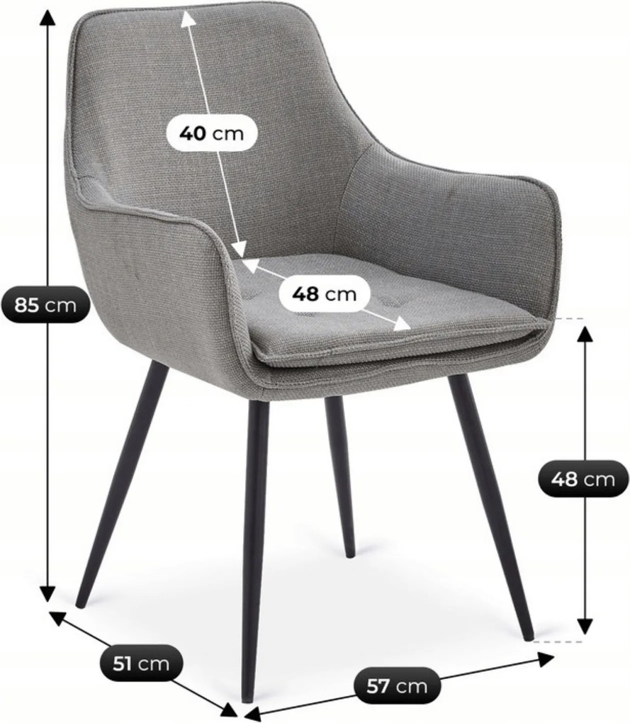 Krzesło Tapicerowane do Jadalni EDRICK Szare Nowoczesne Loft