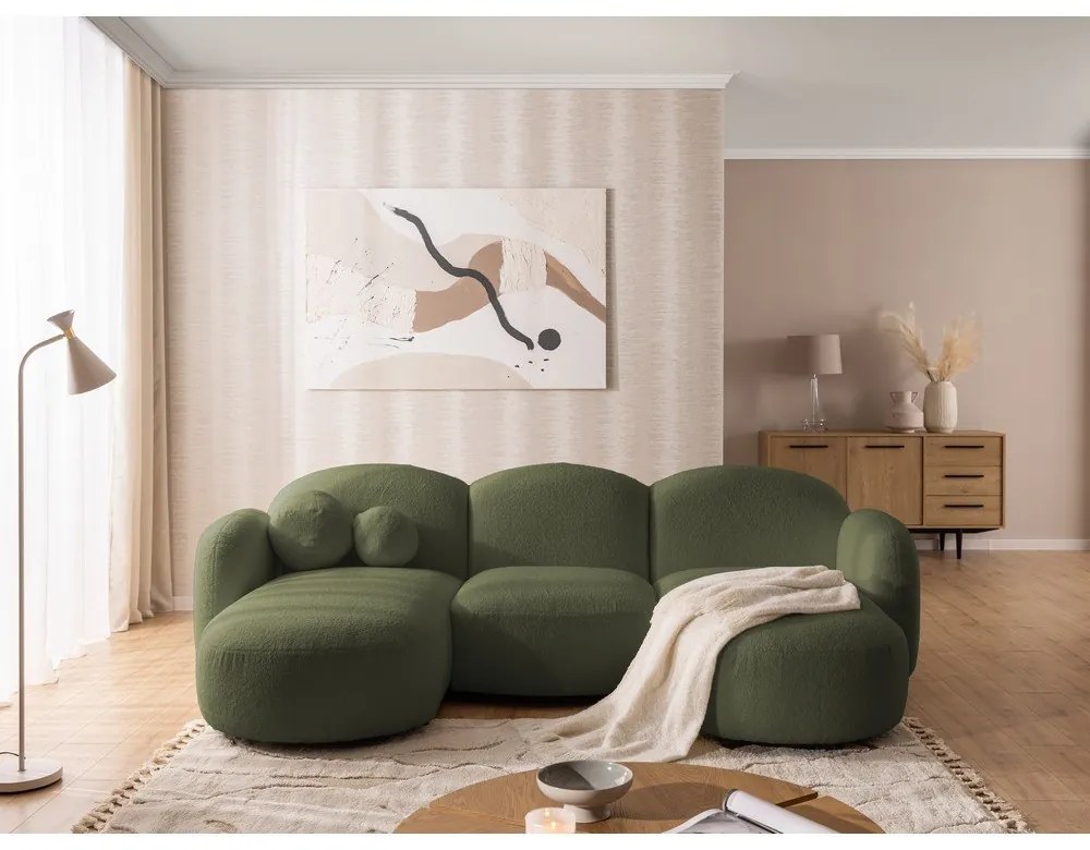 Zielony narożnik z materiału bouclé (w kształcie litery U) Orbit – Ropez