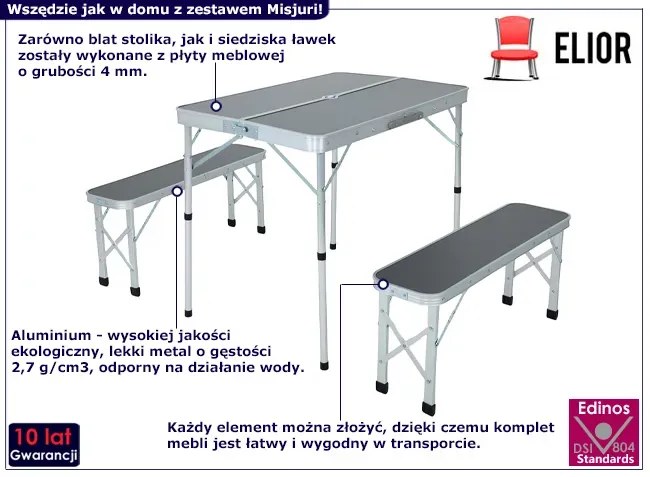 Szary zestaw mebli turystycznych Z4-B37