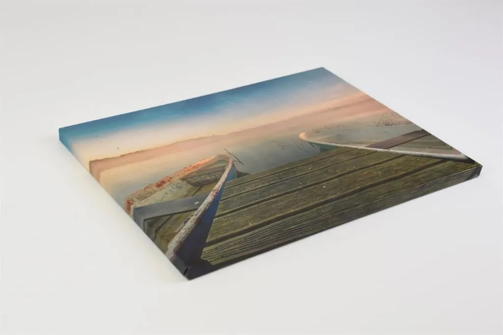 Obraz na ścianę "Molo z łódkami", LED z timerem, 30 x 40 cm