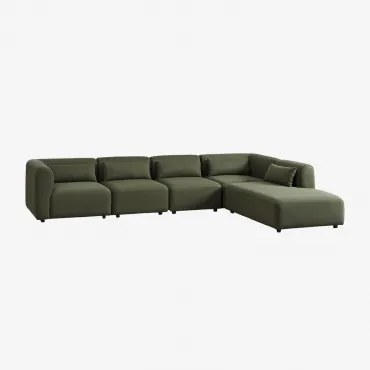 Fogler 5-częściowa Sofa Modułowa Z Prawym Szezlongiem Chenille Salvia Zieleń - Sklum