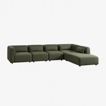 Sofa Modułowy 5-częściowy Z Prawym Szezlongiem Fogler Tkanina Baranek Boucle Żółty Curri - Sklum