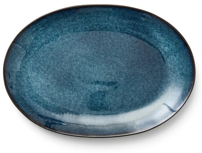 Czarno-niebieski kamionkowy talerz Gastro Dark Blue/Black – Bitz