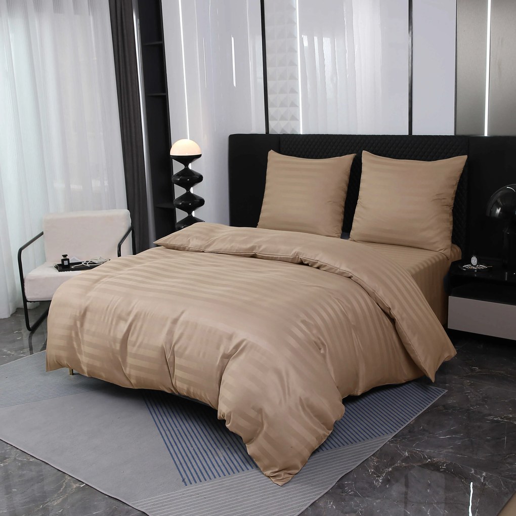 PrzytulneMieszkanie.pl PrzytulneMieszkanie.pl Hotelowa pościel z mikrowłókna JASMINE beżowa - pasek 2 cm, kieszeń hotelowa Rozmiar pościeli: 70 x 90 cm | 140 x 220 cm