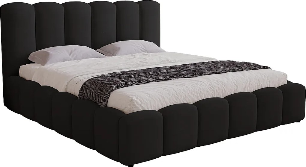 Łóżko tapicerowane 200x200 Florent - łóżko z pojemnikiem i stelażem metalowym - welur, jasny szary (Magic Velvet 2219)