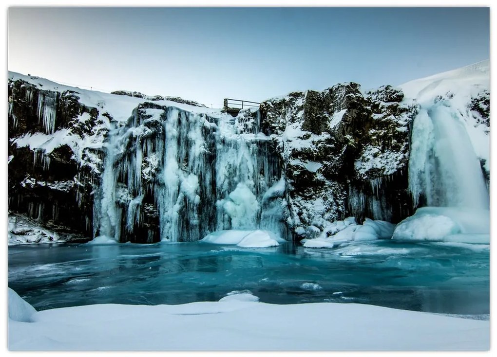 Obraz na szkle - zamarznięte wodospady (70x50 cm)