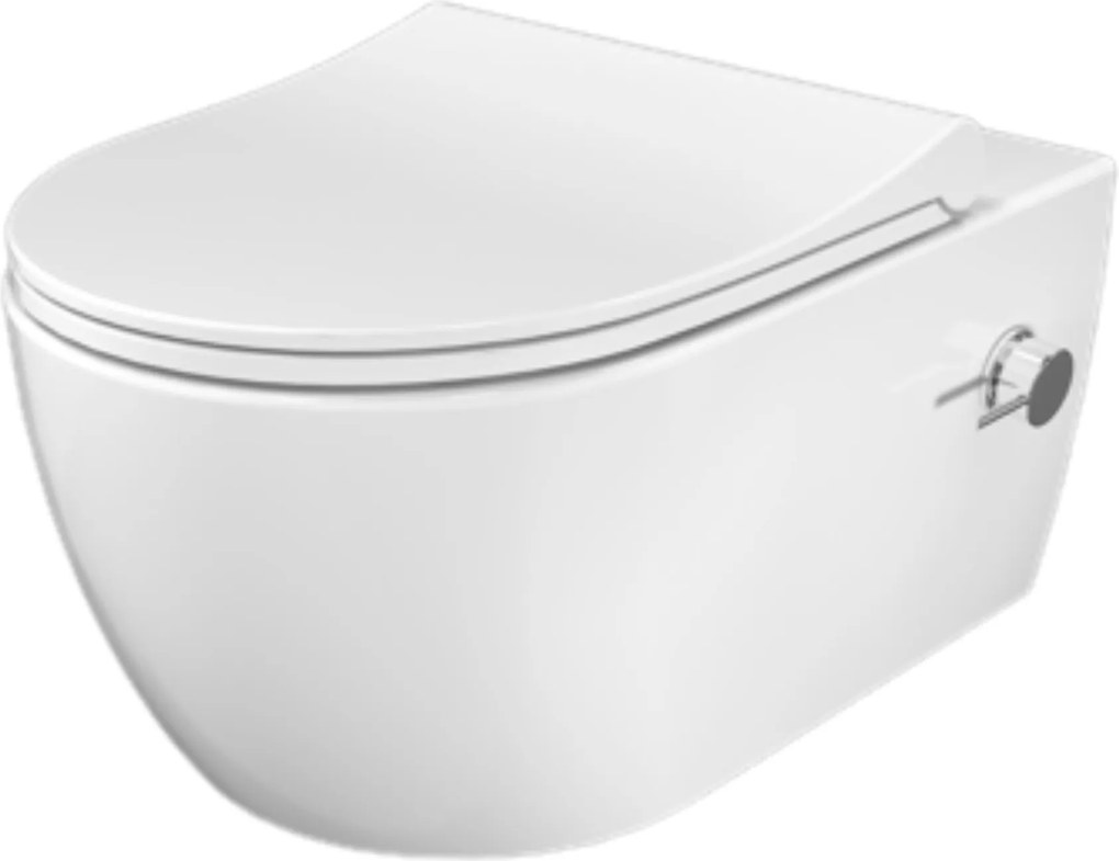 Massi Miska WC wisząca rimless biała z funkcją bidetu RONA white matt z deską wolnoopadającą typu Slim