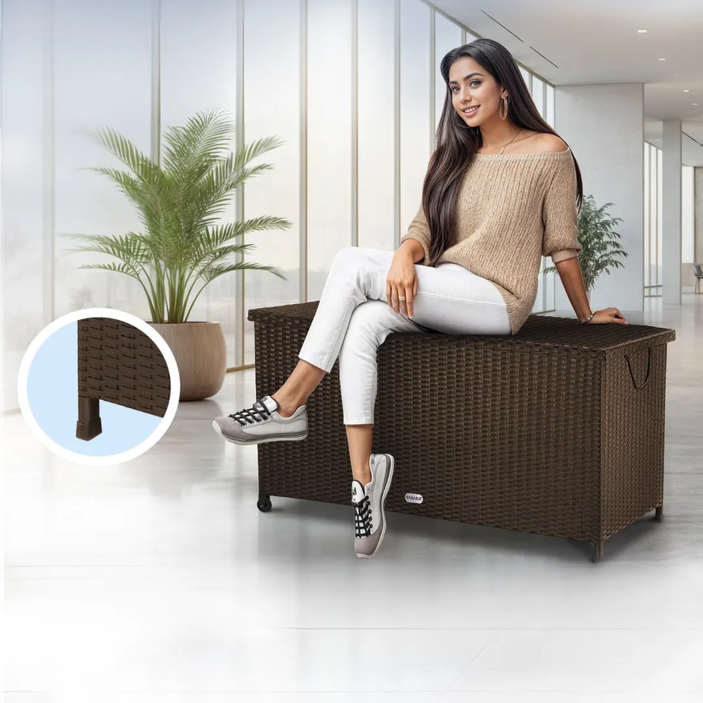 Polirattanowy pojemnik na schowek RICCO, 117 x 53 x 60cm, brązowa Casaria