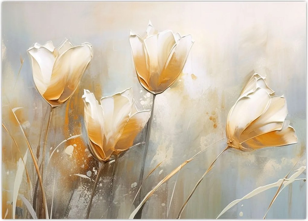 Obraz - Malowanie tulipanów (70x50 cm)