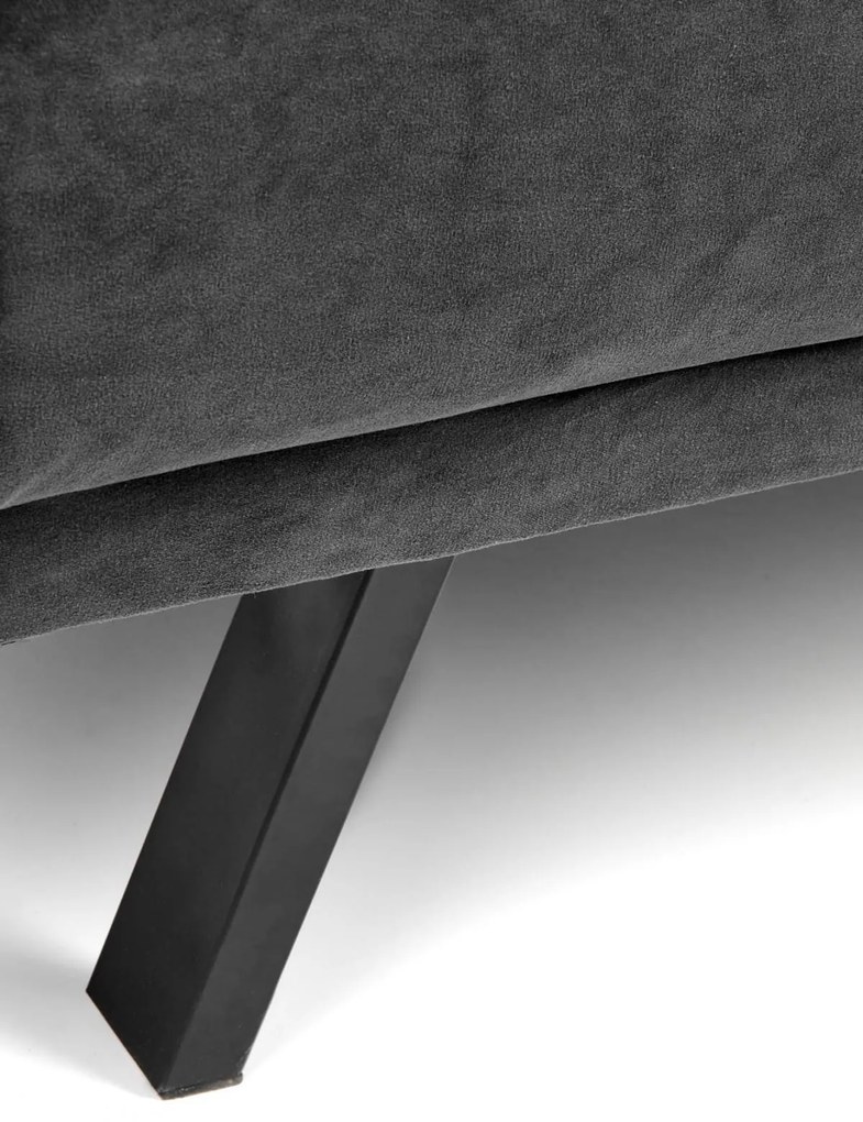 AMANDO sofa popielaty, rozkładana, tkanina velvet, stal tapicerowana