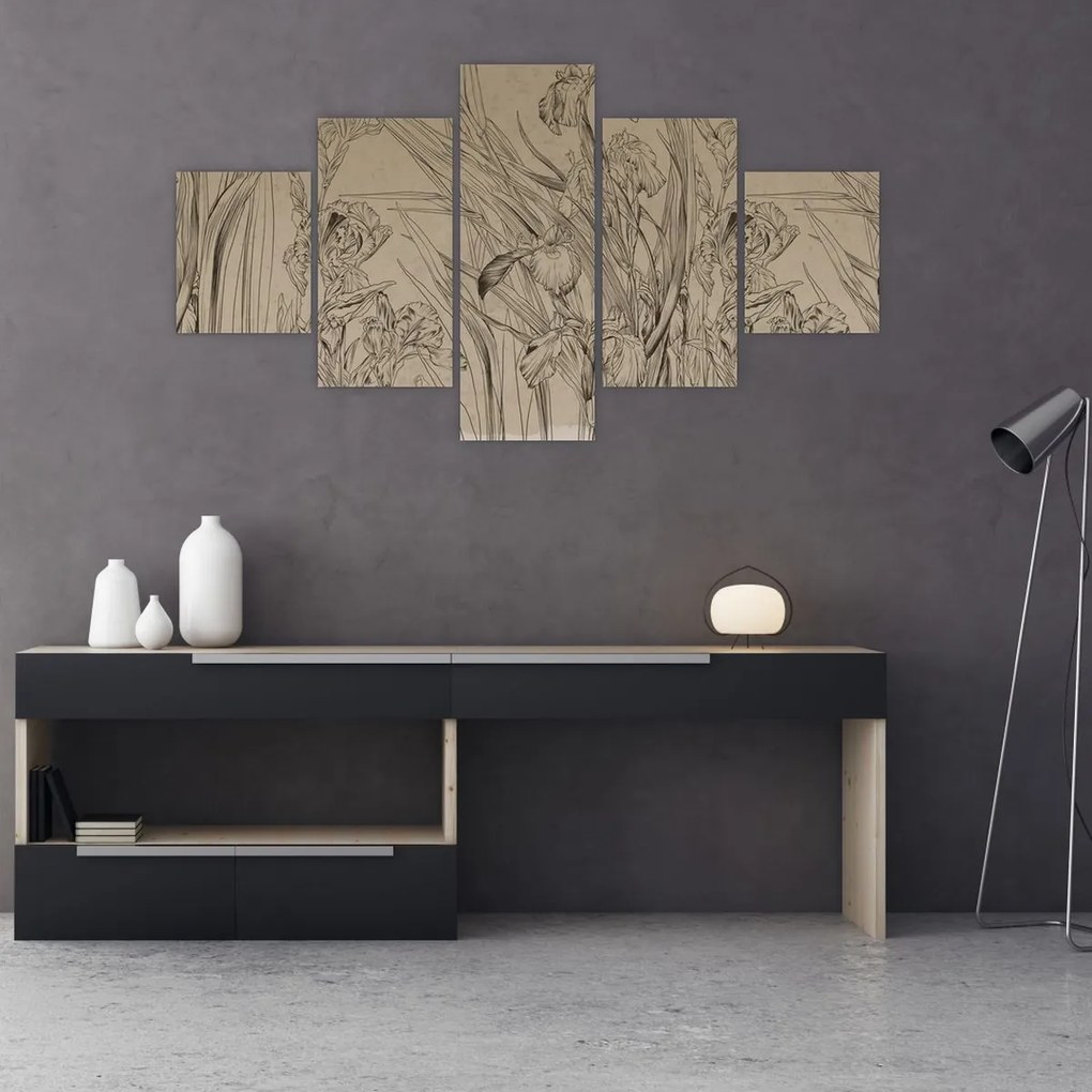 Obraz - Kontury roślin (125x70 cm)