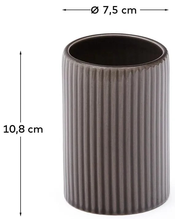 Ciemnobrązowy ceramiczny kubek na szczoteczki do zębów Selime – Kave Home