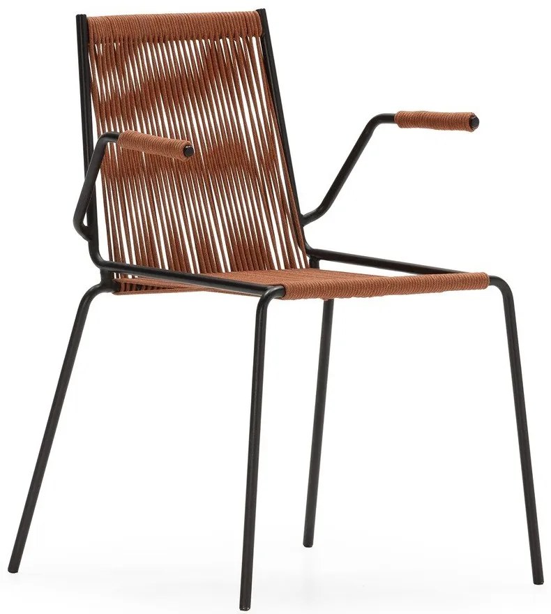 Metalowe krzesła zestaw z podłokietnikami/sztaplowane 2 szt. w kolorze terakoty Emily – Marckeric