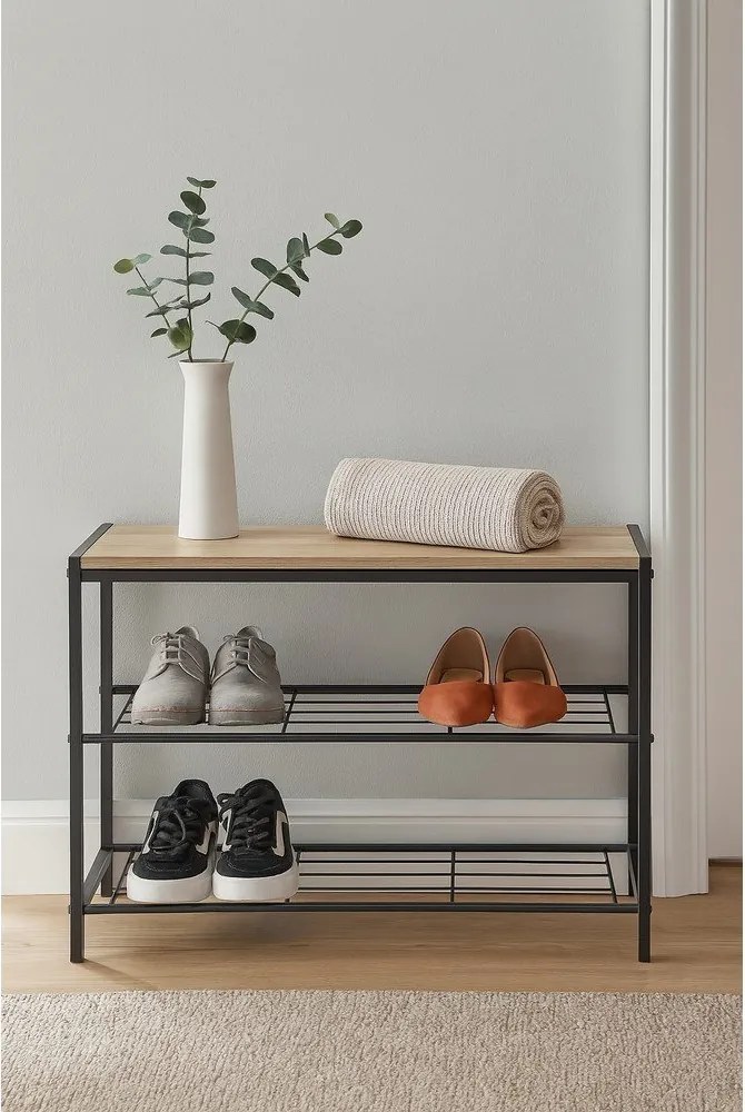 Czarna stalowa szafka na buty 63x44x30 cm Asten – Bonami Essentials