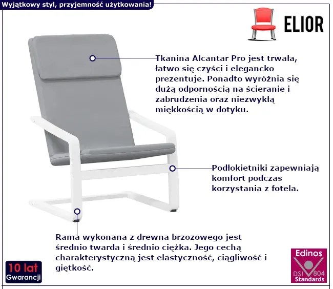 Biało-szary fotel wypoczynkowy - Jelly
