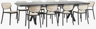 Zestaw Stołu Prostokątnego 240-300x100 Cm Rozkładanego Z Aluminium Karena Oraz 10 Sztaplowanych Krzeseł Ogrodowych Z Polipropyle Grafitowa Szarość -
