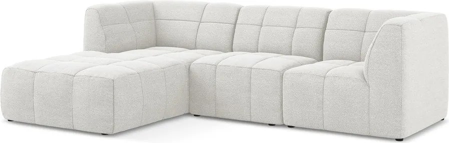 Biały narożnik z materiału bouclé (lewostronny/z szezlongiem) Aloha – Makamii