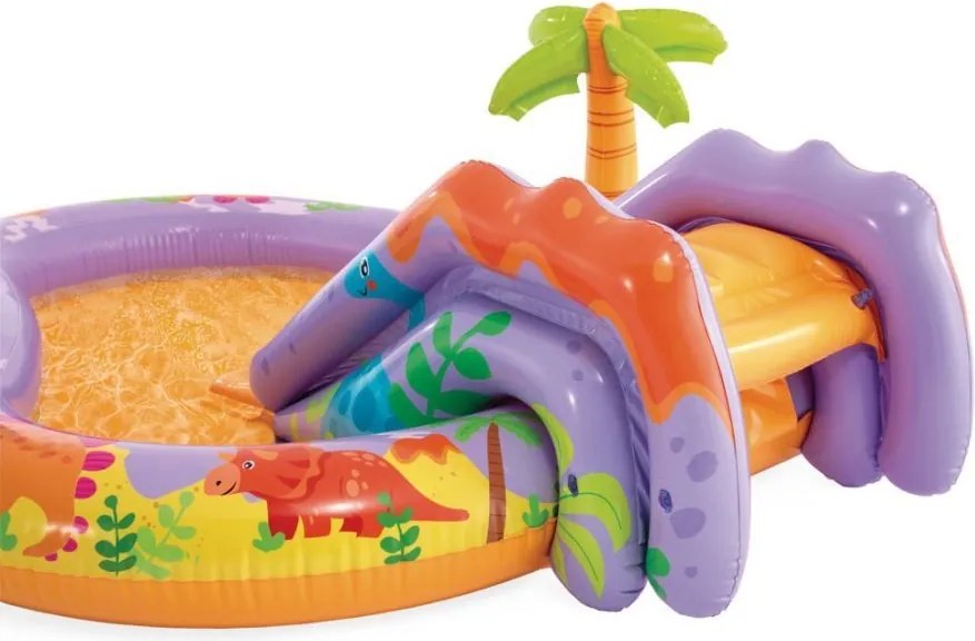 Basen ogrodowy dla dzieci Intex 39 dinozaur - dmuchany plac zabaw ze zjeżdżalnią i fontanną