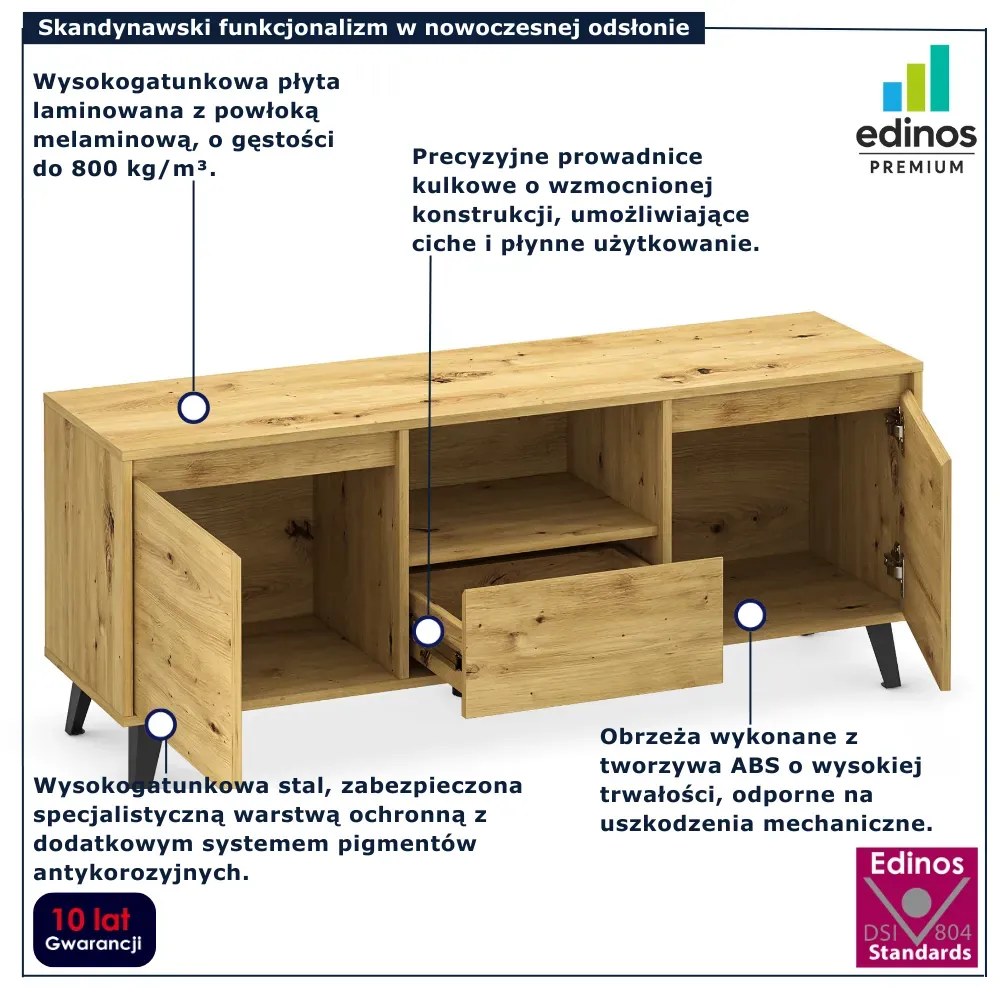 Minimalistyczna szafka pod telewizor z szufladą dąb artisan F8-S84