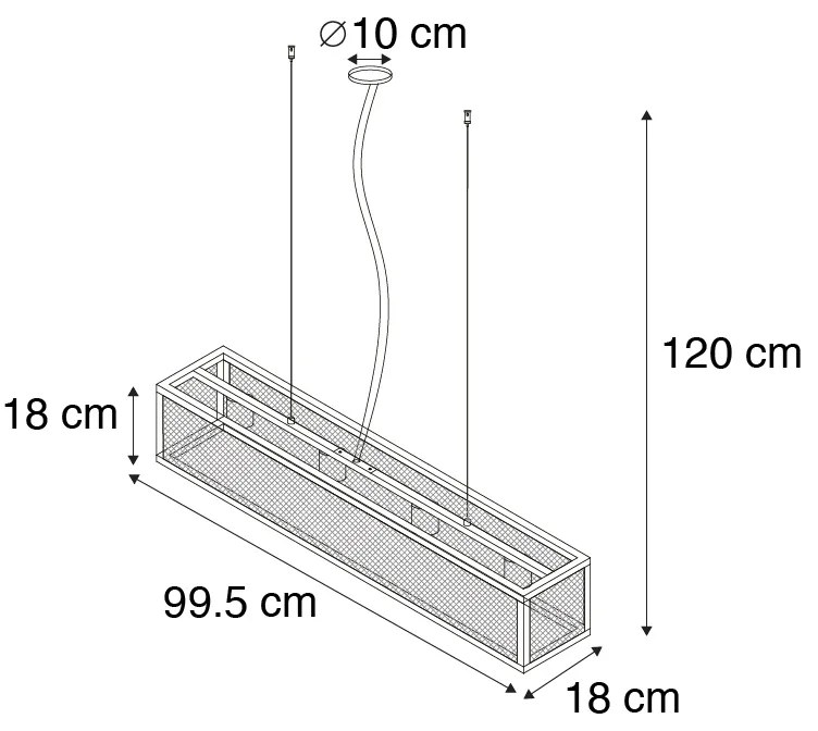 Industrialna lampa wisząca czarna z efektem plecionki 4-światła - CagePrzemysłowy Oswietlenie wewnetrzne