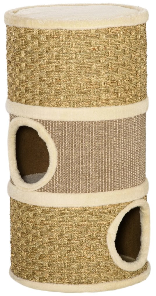 PawHut Drapak dla kota kocia beczka dla kotów 3 poziomy drzewo dla kota sizal