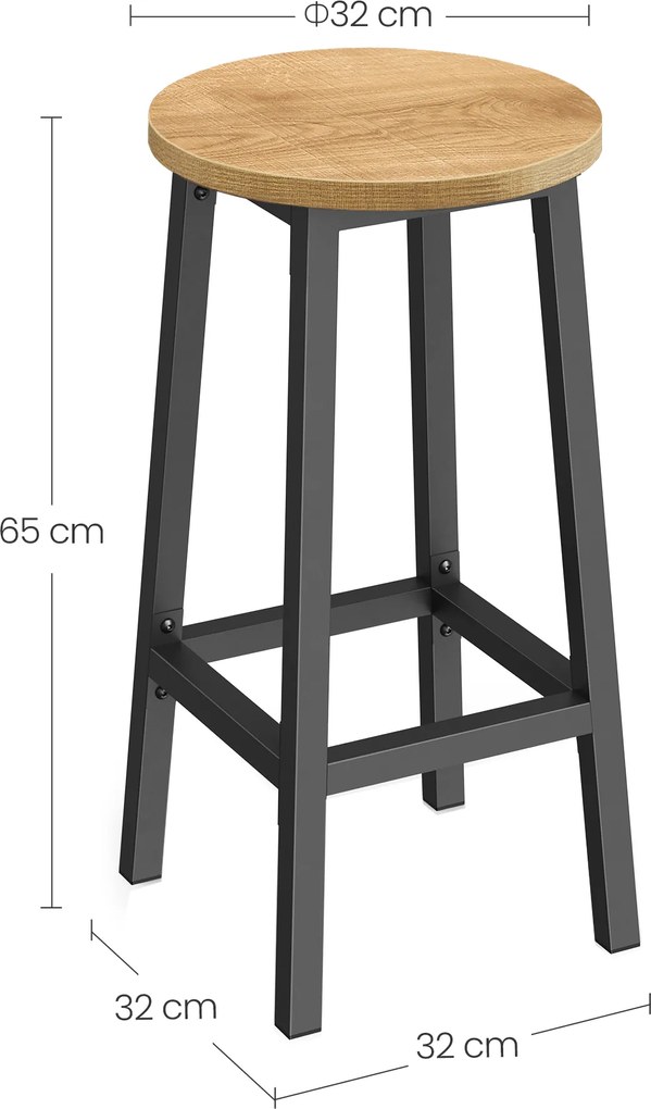 Taboret barowy, hoker - dąb / nogi czarne