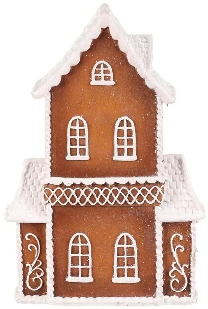 Ozdoby świąteczne Piernikowy kościółek, żywica poliestrowa, LED, brązowy