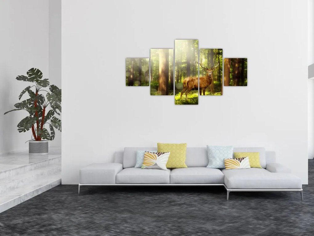 Obraz jelenia w lesie (125x70 cm)