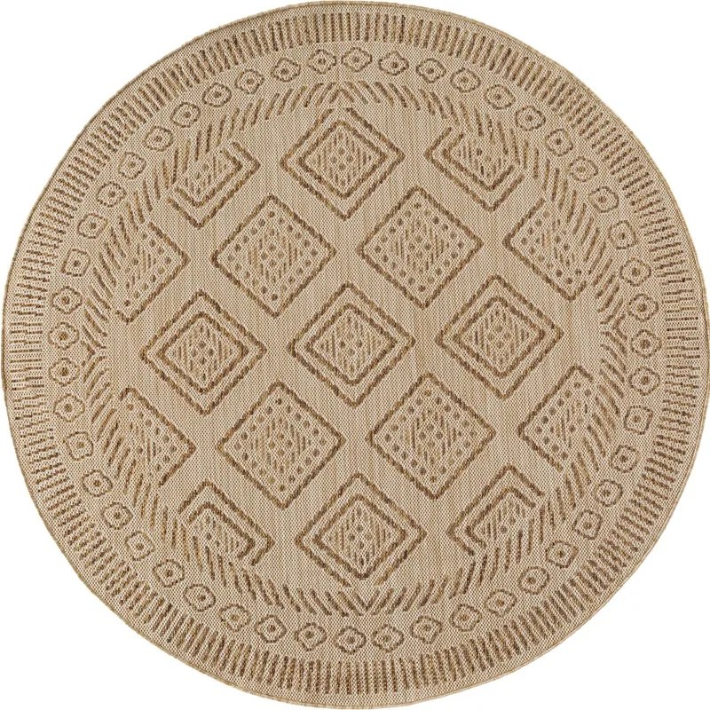 Dywan uniwersalny MIRA Romby Beżowo Brązowe koło 160 cm x 160 cm