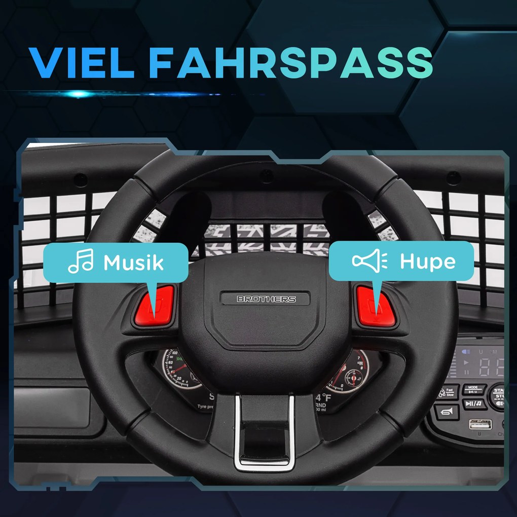 AIYAPLAY Elektryczny samochód dla dzieci z łagodnym zawieszeniem, sterowalny zdalnie, LED, klakson, 12V silniki, z tworzywa sztucznego i metalu, Biały