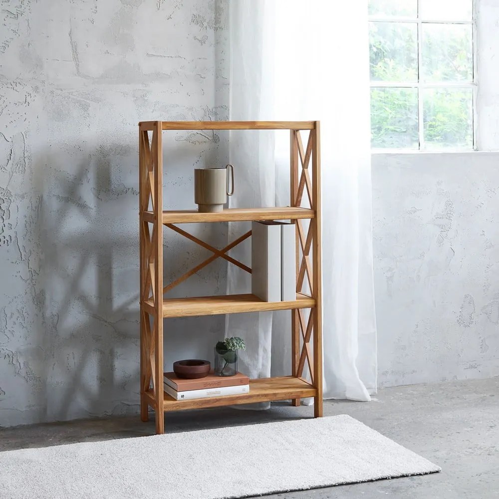 Regał z litego drewna dębowego w naturalnym kolorze 70x124 cm X-Shelf – Unique Furniture