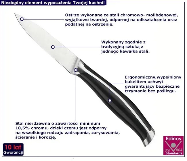 Klasyczny nóż do obierania ze stali nierdzewnej S9-C63