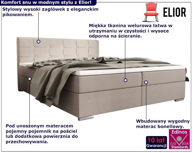 Dwuosobowe Łóżko Kontynentalne Z Pikowanym Zagłówkiem 160X200 G7-W23
