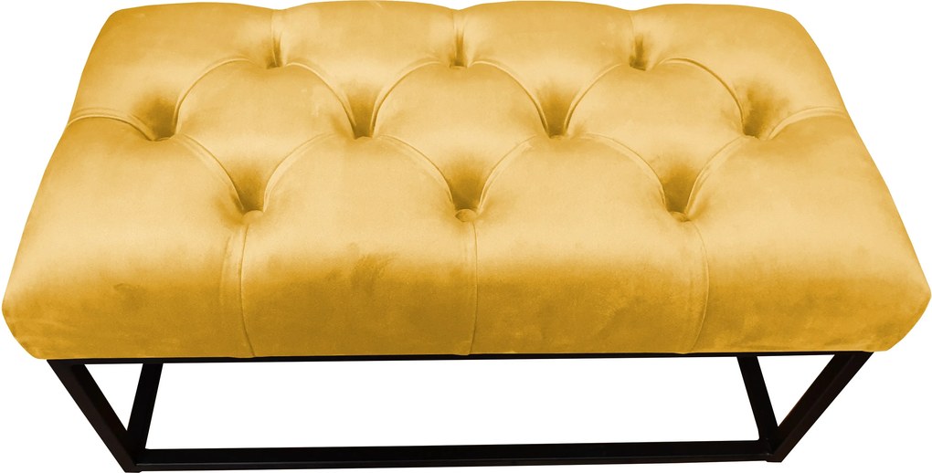 Ławka CHESTERFIELD tkanina Welur loft ławka metal : Kolor Stelaża - Czarny , Kolor tkaniny - VELVET - MG15, Typ tkaniny - Velvet