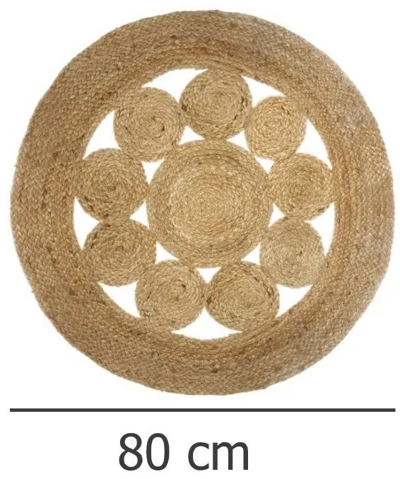 Dywan dekoracyjny z juty, Ø 80 cm, okrągły