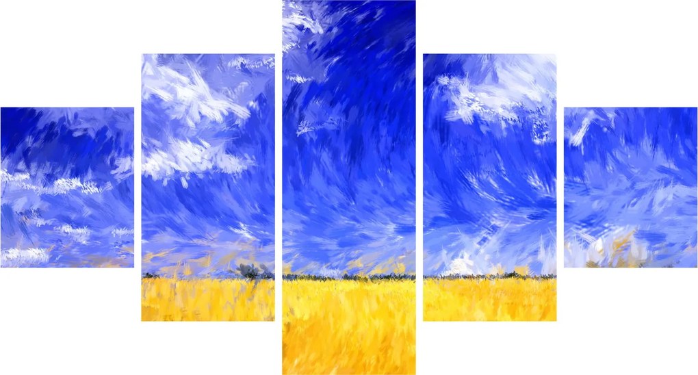 Obraz - Obraz olejny, Złote pole (125x70 cm)