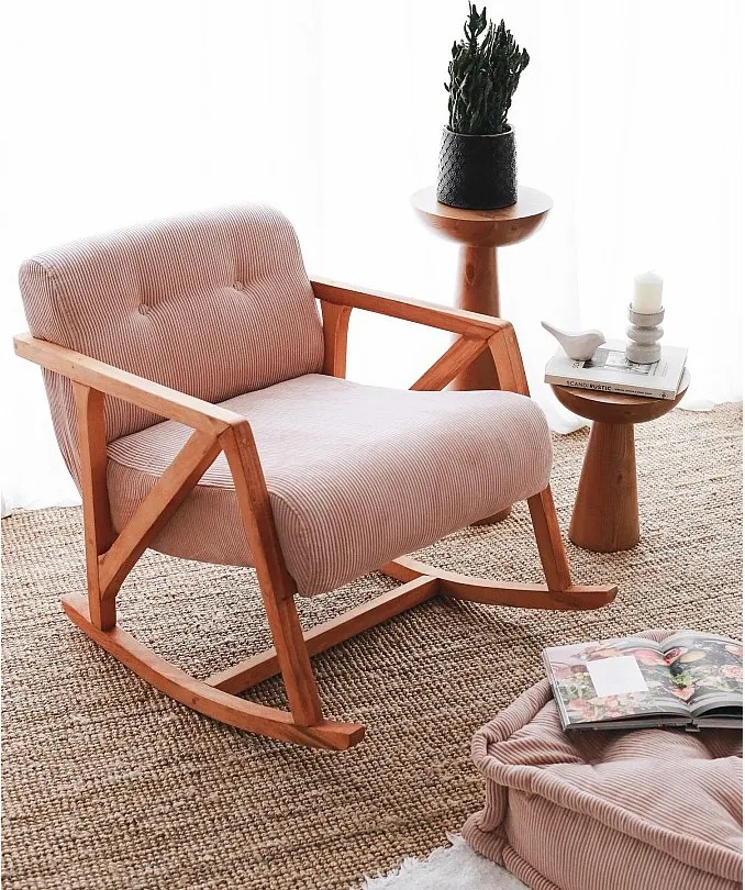 Elegancki fotel z aksamitu, różowy, 67 x 85 x 75 cm | Tkanina 100% aksamitu, nogi drewniane, stylowy design do salonu i sypialni | Wygodne siedzisko