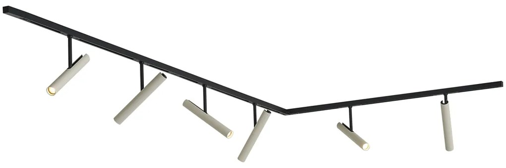 Nowoczesny system szynowy czarny z 6 beżowymi reflektorami 1-fazowymi - Slimline Avery