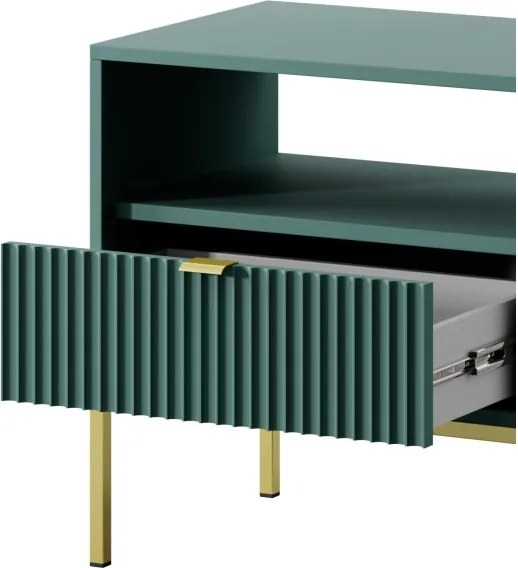 NAYA Stolik nocny S 54 zielony (LABRADOR) | złoty stelaż